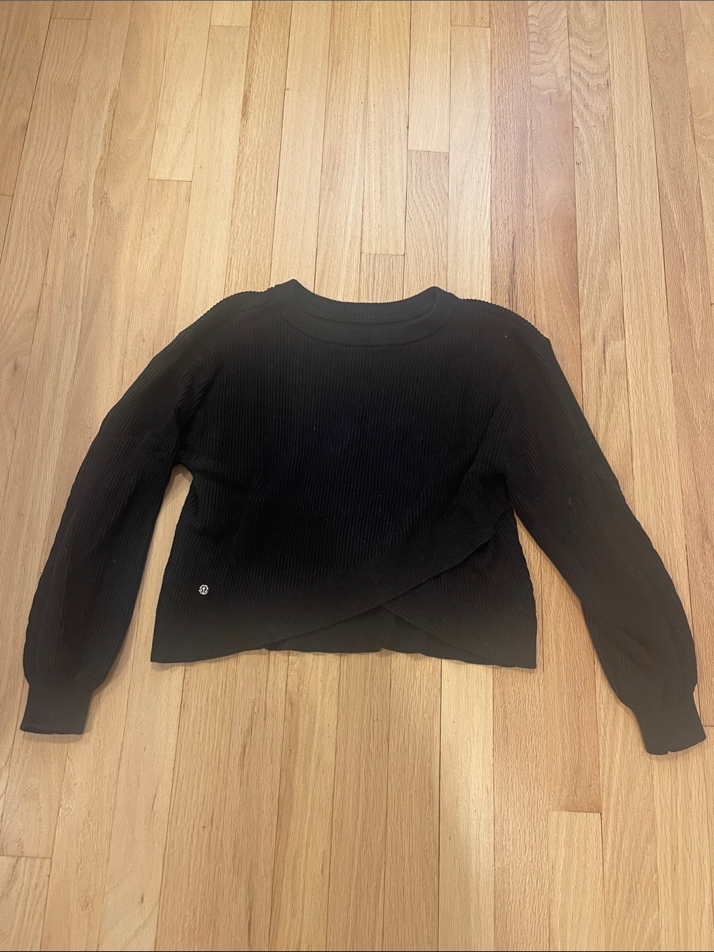 Lululemon Black Ribbed Cross-Front Knit Top size S